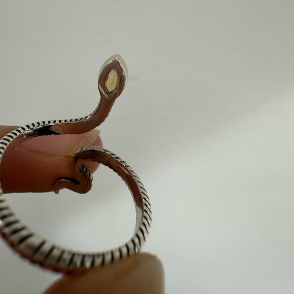 Sterling Silver 925 Citrine Yellow Stone Snake Ring Adjustable Size 7.75 - Picture 13 of 15